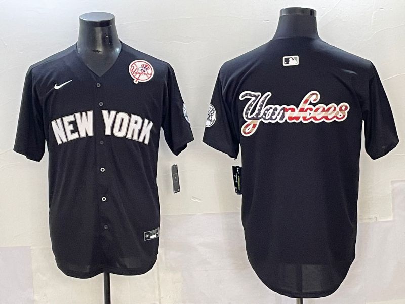 Men 2025 New York Yankees Blank Black Nike MLB Jersey style 0011